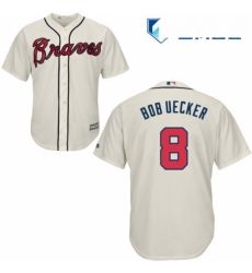 Mens Majestic Atlanta Braves 8 Bob Uecker Replica Cream Alternate 2 Cool Base MLB Jersey Mens Majestic Atlanta Braves 8 Bob Uecker Replica Cream Alternate 2 Cool Base MLB Jersey