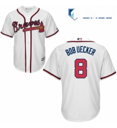 Mens Majestic Atlanta Braves 8 Bob Uecker Replica White Home Cool Base MLB Jersey Mens Majestic Atlanta Braves 8 Bob Uecker Replica White Home Cool Base MLB Jersey