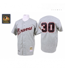 Mens Mitchell and Ness 1969 Atlanta Braves 30 Orlando Cepeda Replica Grey Throwback MLB Jersey Mens Mitchell and Ness 1969 Atlanta Braves 30 Orlando Cepeda Replica Grey Throwback MLB Jersey