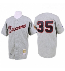 Mens Mitchell and Ness 1969 Atlanta Braves 35 Phil Niekro Authentic Grey Throwback MLB Jersey Mens Mitchell and Ness 1969 Atlanta Braves 35 Phil Niekro Authentic Grey Throwback MLB Jersey