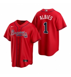 Mens Nike Atlanta Braves 1 Ozzie Albies Red Alternate Stitched Baseball Jersey Mens Nike Atlanta Braves 1 Ozzie Albies Red Alternate Stitched Baseball Jersey