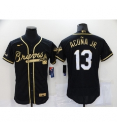 Men's Nike Atlanta Braves #13 Ronald Acuna Jr. Black Gold Stitched Baseball Jersey Men's Nike Atlanta Braves #13 Ronald Acuna Jr. Black Gold Stitched Baseball Jersey