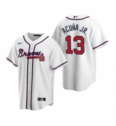 Mens Nike Atlanta Braves 13 Ronald Acuna Jr White Home Stitched Baseball Jersey Mens Nike Atlanta Braves 13 Ronald Acuna Jr White Home Stitched Baseball Jersey