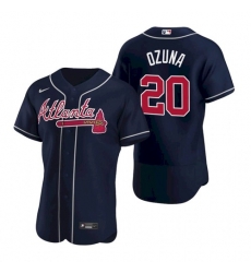 Mens Nike Atlanta Braves 20 Marcell Ozuna Navy Blue Alternate Stitched Baseball Jersey Mens Nike Atlanta Braves 20 Marcell Ozuna Navy Blue Alternate Stitched Baseball Jersey