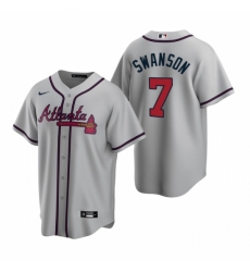Mens Nike Atlanta Braves 7 Dansby Swanson Gray Road Stitched Baseball Jerse Mens Nike Atlanta Braves 7 Dansby Swanson Gray Road Stitched Baseball Jerse
