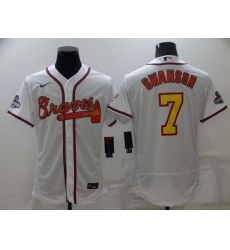 Men's Nike Atlanta Braves #7 Dansby Swanson White Gold Champions MLB Jersey Men's Nike Atlanta Braves #7 Dansby Swanson White Gold Champions MLB Jersey
