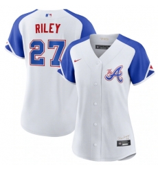 Women Atlanta Braves 27 Austin Riley White 2023 City Connect Stitched Baseball Jersey Women Atlanta Braves 27 Austin Riley White 2023 City Connect Stitched Baseball Jersey