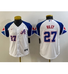 Women Atlanta Braves 27 Austin Riley White 2023 City Connect With Patch Stitched Women Atlanta Braves 27 Austin Riley White 2023 City Connect With Patch Stitched