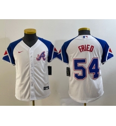 Women Atlanta Braves 54 Max Fried White 2023 City Connect Stitched Baseball Jersey Women Atlanta Braves 54 Max Fried White 2023 City Connect Stitched Baseball Jersey