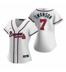 Women Atlanta Braves 7 Dansby Swanson White Cool Base Stitched Jersey Women Atlanta Braves 7 Dansby Swanson White Cool Base Stitched Jersey