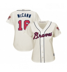 Womens Atlanta Braves 16 Brian McCann Replica Cream Alternate 2 Cool Base Baseball Jersey Womens Atlanta Braves 16 Brian McCann Replica Cream Alternate 2 Cool Base Baseball Jersey