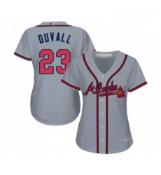Womens Atlanta Braves 23 Adam Duvall Replica Grey Road Cool Base Baseball Jersey Womens Atlanta Braves 23 Adam Duvall Replica Grey Road Cool Base Baseball Jersey