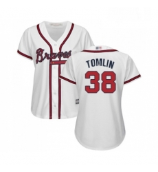 Womens Atlanta Braves 38 Josh Tomlin Replica White Home Cool Base Baseball Jersey Womens Atlanta Braves 38 Josh Tomlin Replica White Home Cool Base Baseball Jersey
