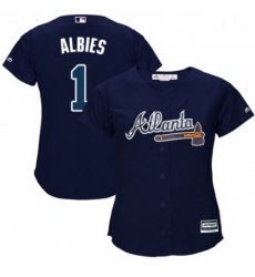 Womens Majestic Atlanta Braves 1 Ozzie Albies Authentic Blue Alternate Road Cool Base MLB Jersey Womens Majestic Atlanta Braves 1 Ozzie Albies Authentic Blue Alternate Road Cool Base MLB Jersey