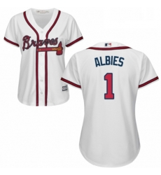 Womens Majestic Atlanta Braves 1 Ozzie Albies Authentic White Home Cool Base MLB Jersey Womens Majestic Atlanta Braves 1 Ozzie Albies Authentic White Home Cool Base MLB Jersey