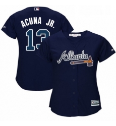 Womens Majestic Atlanta Braves 13 Ronald Acuna Jr Replica Blue Alternate Road Cool Base MLB Jersey Womens Majestic Atlanta Braves 13 Ronald Acuna Jr Replica Blue Alternate Road Cool Base MLB Jersey