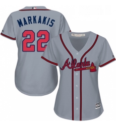 Womens Majestic Atlanta Braves 22 Nick Markakis Authentic Grey Road Cool Base MLB Jersey Womens Majestic Atlanta Braves 22 Nick Markakis Authentic Grey Road Cool Base MLB Jersey