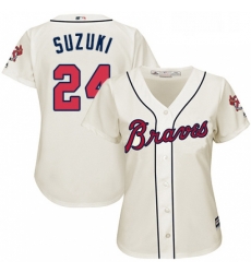 Womens Majestic Atlanta Braves 24 Kurt Suzuki Replica Cream Alternate 2 Cool Base MLB Jersey Womens Majestic Atlanta Braves 24 Kurt Suzuki Replica Cream Alternate 2 Cool Base MLB Jersey
