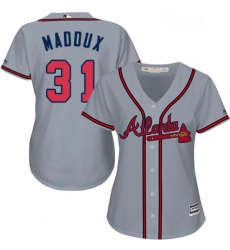 Womens Majestic Atlanta Braves 31 Greg Maddux Authentic Grey Road Cool Base MLB Jersey Womens Majestic Atlanta Braves 31 Greg Maddux Authentic Grey Road Cool Base MLB Jersey