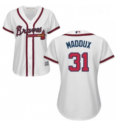 Womens Majestic Atlanta Braves 31 Greg Maddux Authentic White Home Cool Base MLB Jersey Womens Majestic Atlanta Braves 31 Greg Maddux Authentic White Home Cool Base MLB Jersey