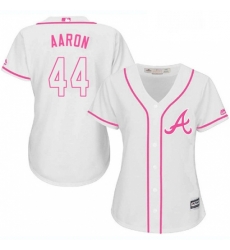 Womens Majestic Atlanta Braves 44 Hank Aaron Replica White Fashion Cool Base MLB Jersey Womens Majestic Atlanta Braves 44 Hank Aaron Replica White Fashion Cool Base MLB Jersey