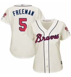 Womens Majestic Atlanta Braves 5 Freddie Freeman Authentic Cream Alternate 2 Cool Base MLB Jersey Womens Majestic Atlanta Braves 5 Freddie Freeman Authentic Cream Alternate 2 Cool Base MLB Jersey