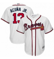 Youth Atlanta Braves 13 Ronald Acua Jr Majestic White Official Cool Base Player Jersey Youth Atlanta Braves 13 Ronald Acua Jr Majestic White Official Cool Base Player Jersey
