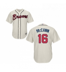 Youth Atlanta Braves 16 Brian McCann Authentic Cream Alternate 2 Cool Base Baseball Jersey Youth Atlanta Braves 16 Brian McCann Authentic Cream Alternate 2 Cool Base Baseball Jersey
