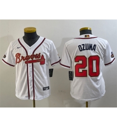Youth Atlanta Braves 20 Marcell Ozuna White Gold World Series Champions Program Stitched Jersey Youth Atlanta Braves 20 Marcell Ozuna White Gold World Series Champions Program Stitched Jersey