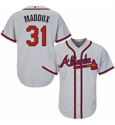 Youth Majestic Atlanta Braves 31 Greg Maddux Replica Grey Road Cool Base MLB Jersey Youth Majestic Atlanta Braves 31 Greg Maddux Replica Grey Road Cool Base MLB Jersey