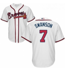 Youth Majestic Atlanta Braves 7 Dansby Swanson Replica White Home Cool Base MLB Jersey Youth Majestic Atlanta Braves 7 Dansby Swanson Replica White Home Cool Base MLB Jersey