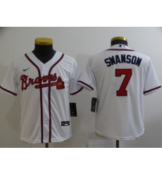 Youth White Atlanta Braves 7 Dansby Swanson Cool Base MLB Stitched Jersey Youth White Atlanta Braves 7 Dansby Swanson Cool Base MLB Stitched Jersey
