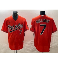 Men Baltimore Orioles 7 Jackson Holliday Orange With Patch Cool Base Stitched Baseball Jersey Men Baltimore Orioles 7 Jackson Holliday Orange With Patch Cool Base Stitched Baseball Jersey