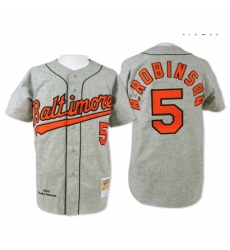 Mens Mitchell and Ness Baltimore Orioles 5 Brooks Robinson Authentic Grey Throwback MLB Jersey Mens Mitchell and Ness Baltimore Orioles 5 Brooks Robinson Authentic Grey Throwback MLB Jersey
