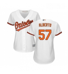 Womens Baltimore Orioles 57 Hanser Alberto Replica White Home Cool Base Baseball Jersey Womens Baltimore Orioles 57 Hanser Alberto Replica White Home Cool Base Baseball Jersey
