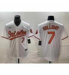 MLB Orioles 7 Jackson Holliday White Nike Cool Base Men Jersey MLB Orioles 7 Jackson Holliday White Nike Cool Base Men Jersey