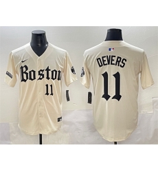 Men Boston Red Sox 11 Rafael Devers Cream Gothic Vapor Limited Stitched Baseball Jersey