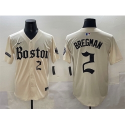 Men Boston Red Sox 2 Alex Bregman Cream Gothic Vapor Limited Stitched Baseball Jersey