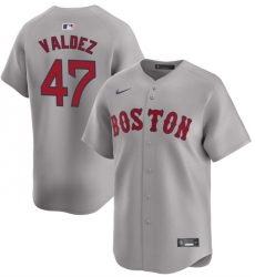 Men Boston Red Sox 47 Enmanuel Valdez Grey Cool Base Stitched Baseball Jersey Men Boston Red Sox 47 Enmanuel Valdez Grey Cool Base Stitched Baseball Jersey