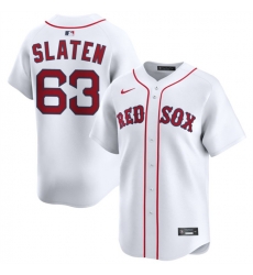 Men Boston Red Sox 63 Justin Slaten White 2025 Home Limited Stitched Baseball Jersey