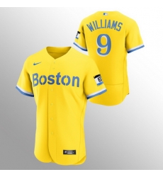 Men Boston Red Sox 9 Ted Williams Men Nike 2021 City Connect Gold Authentic MLB Jersey Men Boston Red Sox 9 Ted Williams Men Nike 2021 City Connect Gold Authentic MLB Jersey