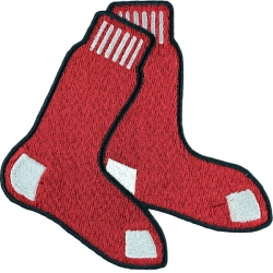 Men  Boston Red Sox Hanging Socks With Blue Border Sleeve Jersey Patch Biaog