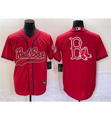 Men Boston Red Sox Red Team Big Logo With Patch Cool Base Stitched Baseball Jersey Men Boston Red Sox Red Team Big Logo With Patch Cool Base Stitched Baseball Jersey