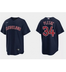 Men Cleveland Guardians 34 Zach Plesac Navy Cool Base Stitched Jersey Men Cleveland Guardians 34 Zach Plesac Navy Cool Base Stitched Jersey