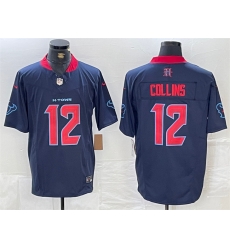 Men Houston Texans 12 Nico Collins Navy 2nd Alternate F U S E  Vapor Limited Stitched Footb