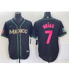 Men Mexico Baseball 7 Julio Uras 2023 Black World Baseball With Patch Classic Stitched JerseyS Men Mexico Baseball 7 Julio Uras 2023 Black World Baseball With Patch Classic Stitched JerseyS