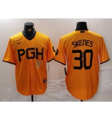 Men Pittsburgh Pirates 30 Paul Skenes Gold City Connect Stitched Jersey 2 Men Pittsburgh Pirates 30 Paul Skenes Gold City Connect Stitched Jersey 2