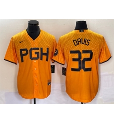 Men Pittsburgh Pirates 32 Henry Davis Gold 2023 City Connect Stitched Jersey Men Pittsburgh Pirates 32 Henry Davis Gold 2023 City Connect Stitched Jersey