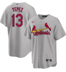 Men St Louis Cardinals 13 Juan Yepez Grey Cool Base Stitched Jersey Men St Louis Cardinals 13 Juan Yepez Grey Cool Base Stitched Jersey