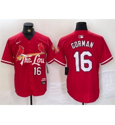 Men St Louis Cardinals 16 Nolan Gorman Red 2024 City Connect Stitched Baseball Jersey Men St Louis Cardinals 16 Nolan Gorman Red 2024 City Connect Stitched Baseball Jersey
